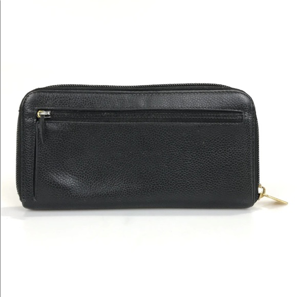 💯 Authentic CHANEL WALLET ROUND ZIP BLACK CAVIAR SKIN COCO - Picture 5 of 11